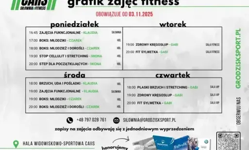 Grafik zajęć fitness