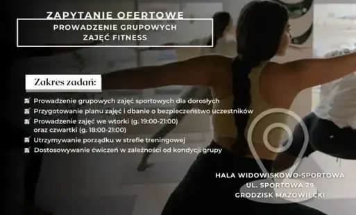 Zdjęcie do Zapytanie ofertowe - Prowadzenie zajęć grupowych fitness