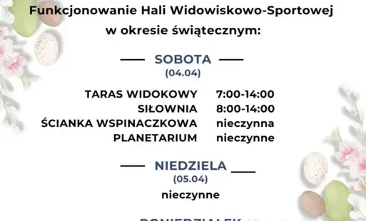Informacja o funkcjonowaniu hali