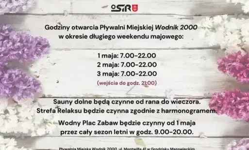 Informacja o funkcjonowaniu pływalni