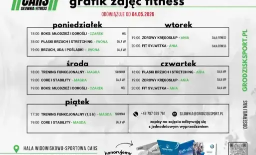 Grafik zajęć fitness
