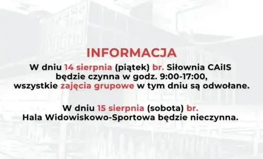 Informacja o funkcjonowaniu hali