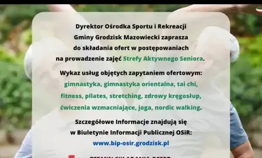 Zdjęcie do Ruszyły postępowania na prowadzenie zajęć sportowych w Strefie Aktywnego Seniora!
