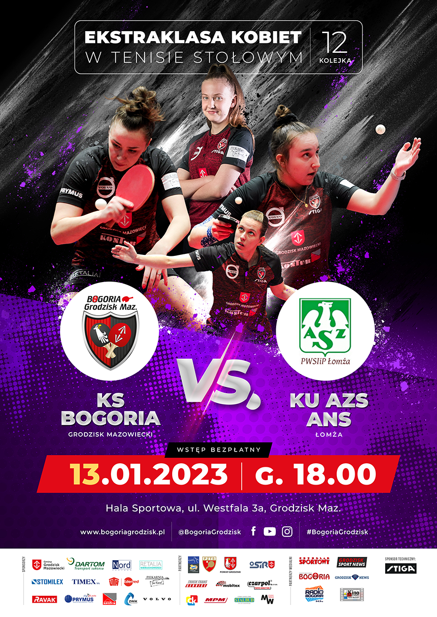 Mecz w tenisie stołowym kobiet - KS Bogoria vs. KU AZS ANS Łomża - 13.01.2023 r.