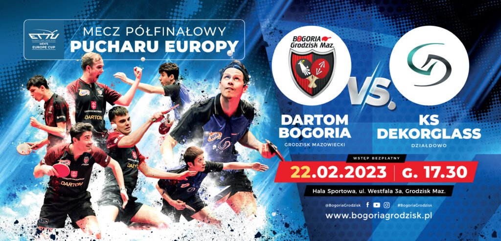 Mecz w tenisie stołowym 22.02.2023 Dartom Bogoria Grodzisk Mazowiecki vs. KS Dekorglass Działdowo