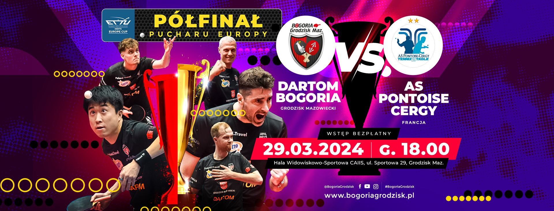 Półfinał Pucharu Europy: Dartom Bogoria Grodzisk Mazowiecki vs. AS Pontoise-Cergy - godz. 18:00, Hala Widowiskowo-Sportowa CAiIS